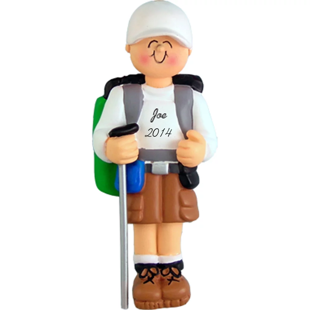 Hiker Boy Personalized Christmas Ornaments