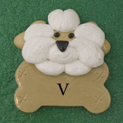 Pet dog white with bone personalized christmas ornaments