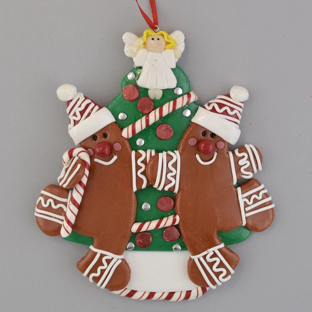 Gingerbread Couple by Tree Personalized Christmas Ornament
