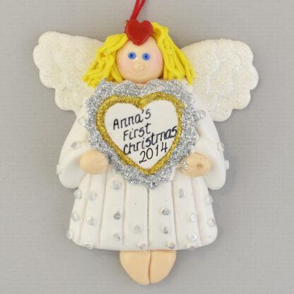 Baby Girl's First Christmas Angel Personalized Christmas Ornament