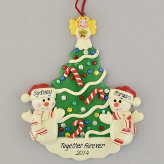 Snowman Partners by Christmas Tree Personalized Christmas Ornament