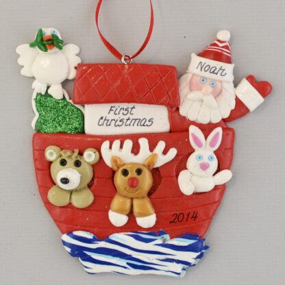 First Christmas Noah's Ark with Santa Personalized Christmas Ornament