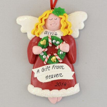Gift From Heaven Blonde Angel Personalized Christmas Ornament