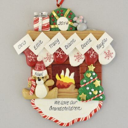 We Love Our Six Grandchildren Fireplace Personalized Christmas Ornament