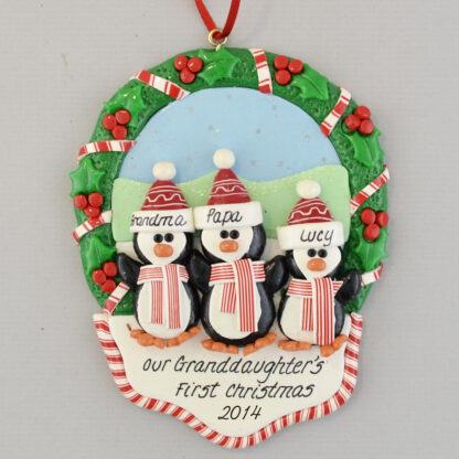 Our Granddaughter's 1st Christmas Personalized Penguin Ornament