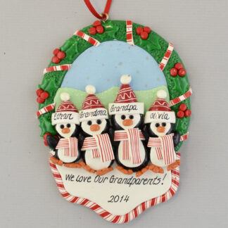 We Love Our Grandparents Penguin Personalized Christmas Ornament