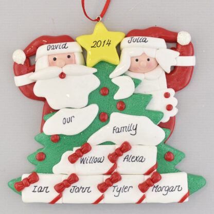 Santa's Tree with Six Gifts Personalized Christmas Ornament
