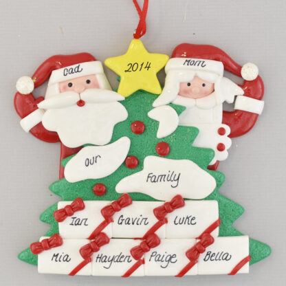 Santa's Tree with Seven Gifts Personalized Christmas Ornament