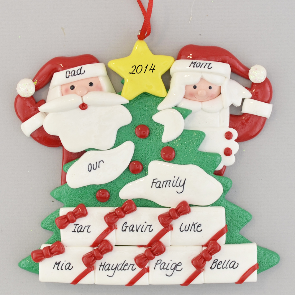 Santa's Tree with Seven Gifts Personalized Ornament
