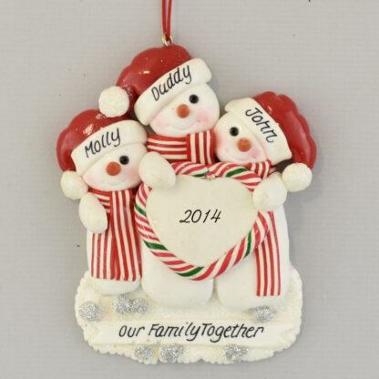 Parent with Two Children Personalized Christmas Ornament
