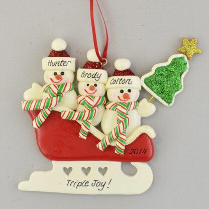 Triplet Joy Personalized Christmas Ornament