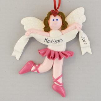 An Angel Ballerina Brunette Personalized Christmas Ornament