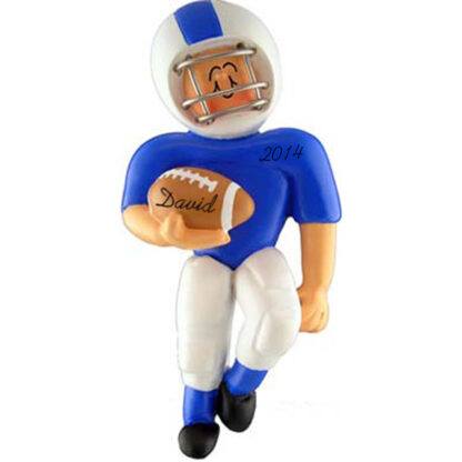 Football Player Blue Uniform Personalized Christmas Ornament