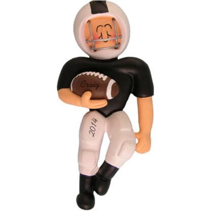 Football in Black and White Uniform Personalized Christmas Ornament