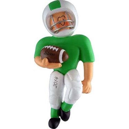 Football Player Green Uniform Personalized Christmas Ornament