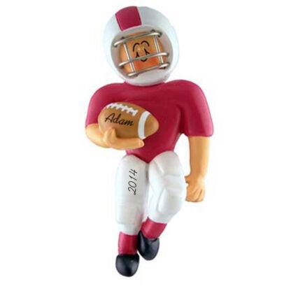 Football Player in Red Uniform Personalized Christmas Ornament