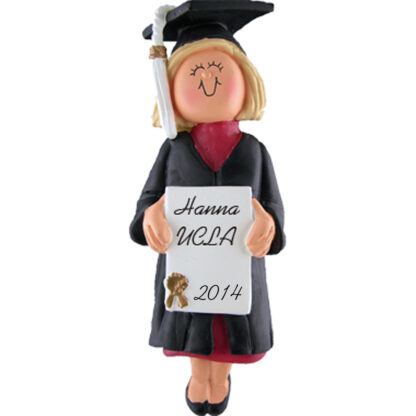 Graduate: Blonde Female Personalized Christmas Ornament