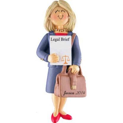 Lawyer: Female Blonde Personalized Christmas Ornament