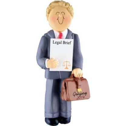 Lawyer: Male Blonde Personalized Christmas Ornament