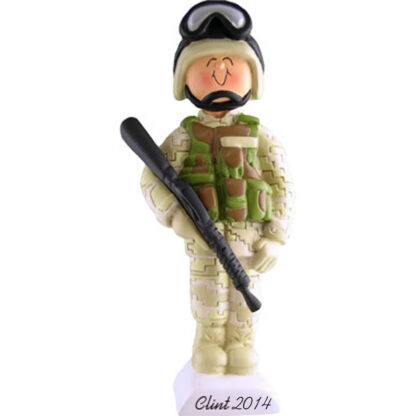 Armed Forces in Fatigues, Male Personalized Christmas Ornament