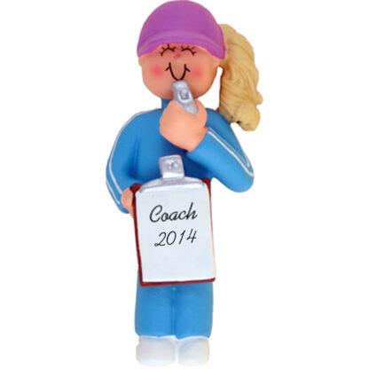 Coach: Female, Blonde Personalized Christmas Ornament