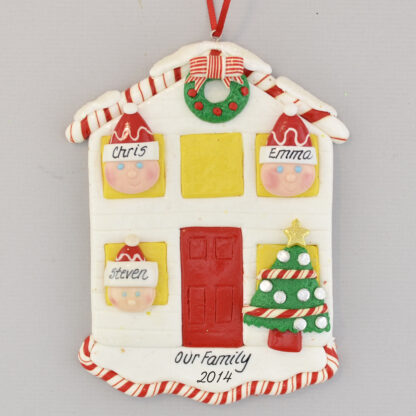 House for a Family of Three Personalized Christmas Ornament