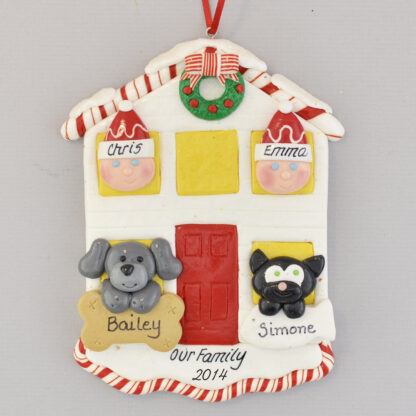 House for Couple with Two Pets Personalized Christmas Ornament