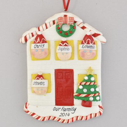 House for a Family of Four Personalized Christmas Ornament