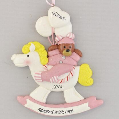Baby Girl's First Christmas Home Rocking Horse Personalized Christmas Ornament