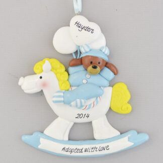 Baby Boy's First Christmas Home Rocking Horse Personalized Christmas Ornament