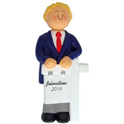 Realtor: Male Blonde Hair Personalized Christmas Ornament