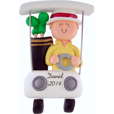 Golfer in Cart Personalized Christmas Ornament