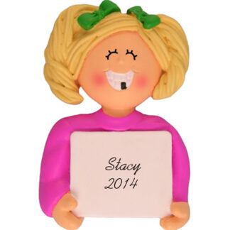Lost A Tooth: Female, Blonde Hair Personalized Christmas Ornament