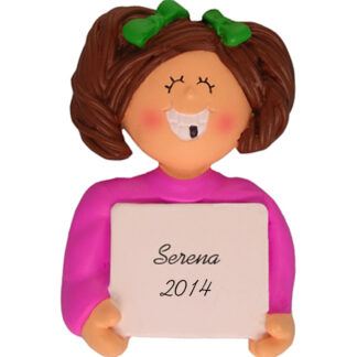 Lost A Tooth: Female, Brunette Personalized Christmas Ornament