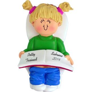 Potty Trained: Female, Blonde hair Personalized christmas Ornaments