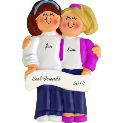 Friends: Brunette and Blonde Hair Personalized Christmas Ornament