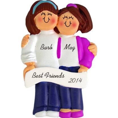 Friends: both Brunette Hair Personalized Christmas Ornaments