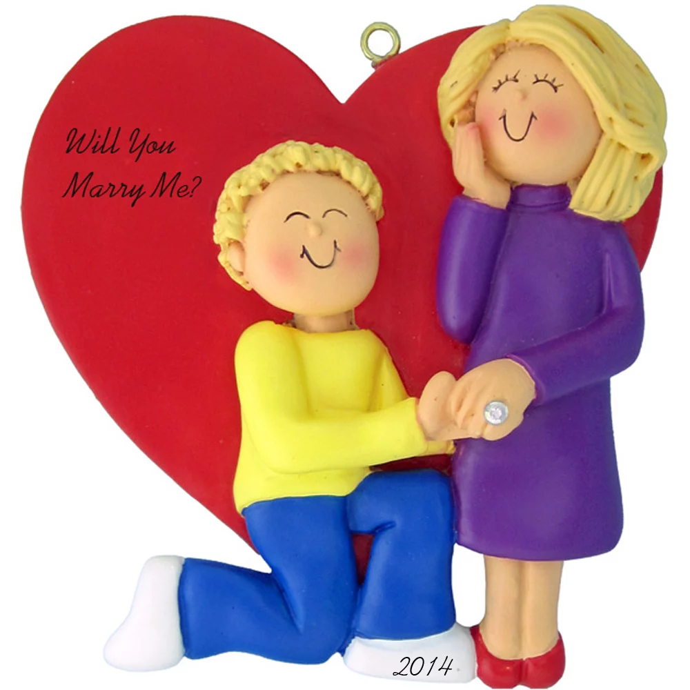 Marry Me: Male Blonde, Female Blonde Personalized christmas Ornament
