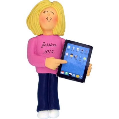 Touch Tablet: Female, Blonde Personalized christmas Ornament
