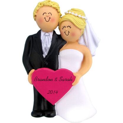 Wedding: Male Blonde, Female Blonde Personalized christmas Ornament