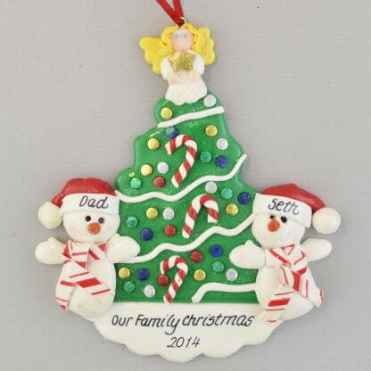 Single Parent and One Child Snowman personalized Christmas Ornament