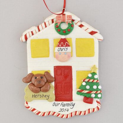 House for 1 Person with 1 Dog or Cat Personalized christmas Ornament