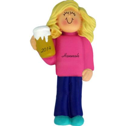 Beer Drinker/21st Birthday Girl Blonde Personalized Ornament