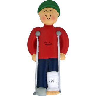 Crutches: Male Personalized Christmas Ornament