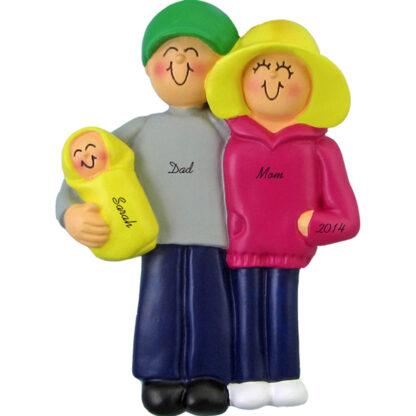 Parents and Newborn Personalized Christmas Ornaments