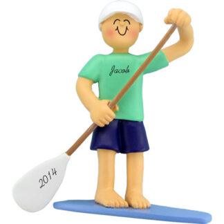 Paddle Board: Male Personalized Christmas Ornament