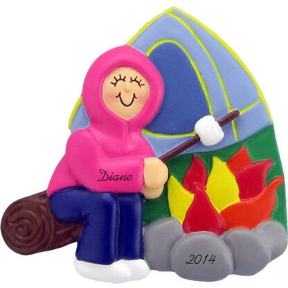 Camping: Female Personalized christmas Ornaments