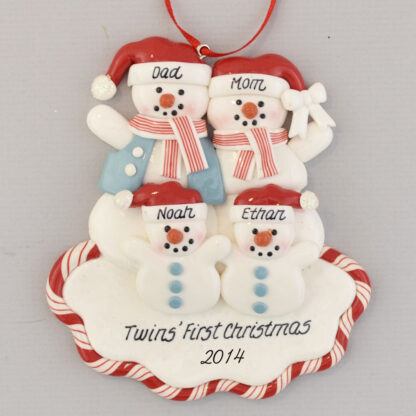 Twins and Parents personalized christmas Ornament