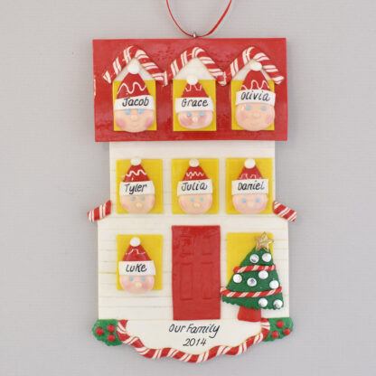 Personalized christmas Ornament house for a Family of Seven