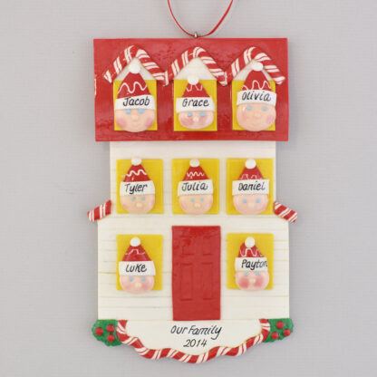 Personalized christmas Ornament house for Family of Eight